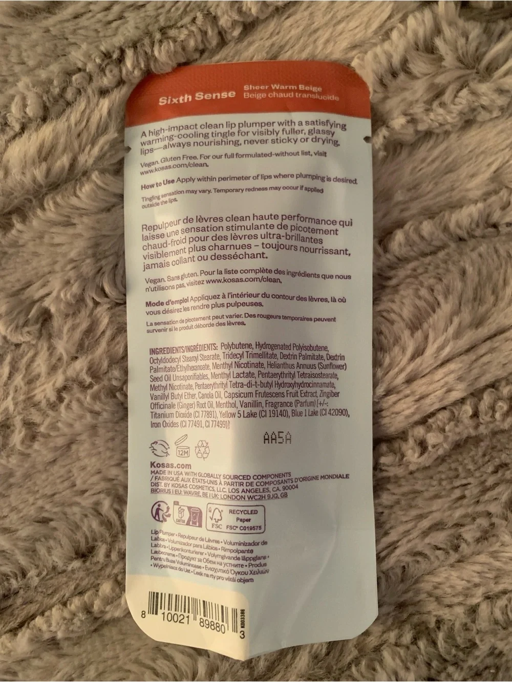 Kosas Lip Pulse Glassy Lip Plumper Gloss— Sixth Sense , new in package
